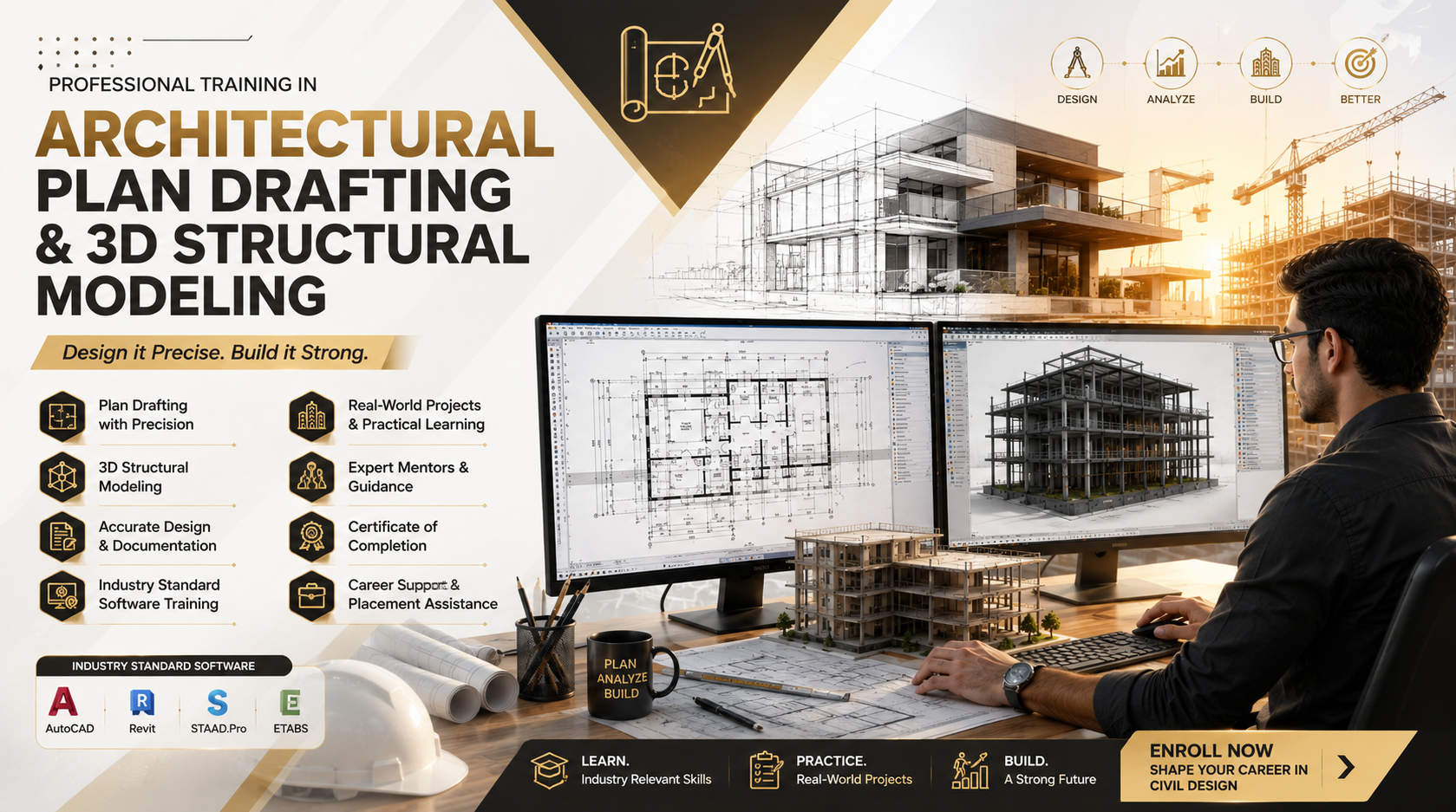 Architectural Plan Drafting and 3D Structural Modeling