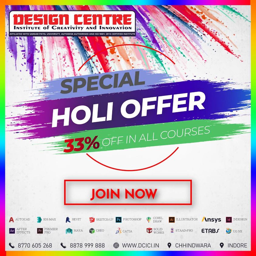 Holi Offer Join Design Centre for Best training and Placement.