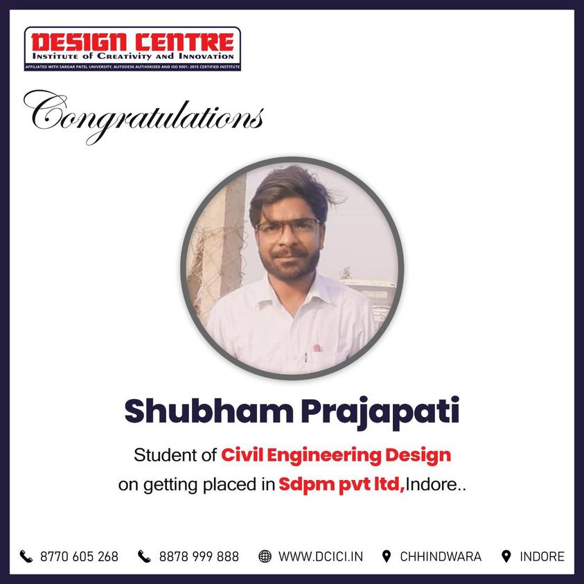 Shubham-Prajapati-Student-of-Civil-Engineering-Design-on-getting-placement-in-Sdpm-pvt-ltd-Indore